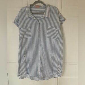 Show Me Your MuMu Martin Coastal Blue and White Striped Shirt Dress